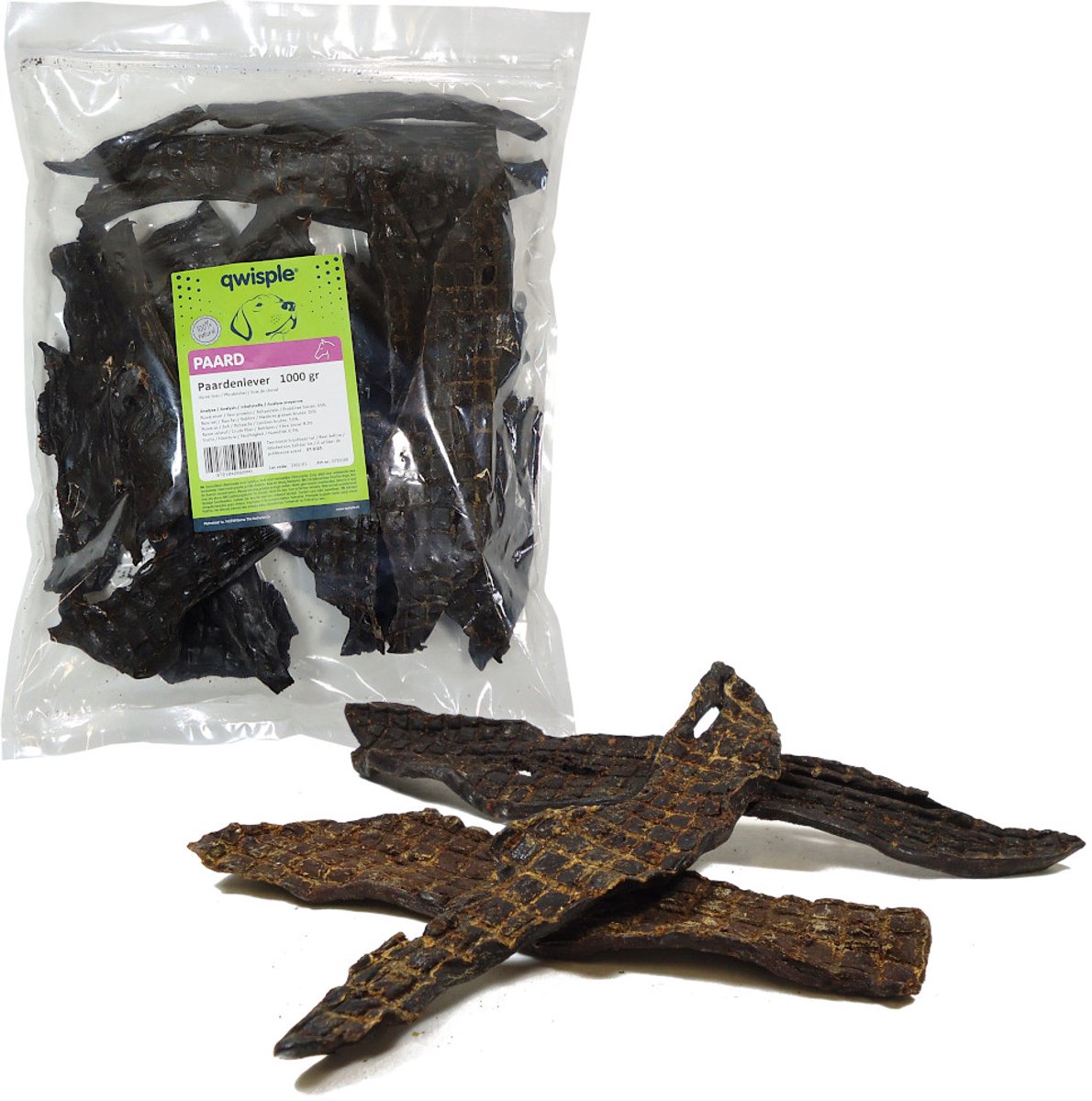 Qwisple Paardenlever - Gedroogde Natuurlijke Hondensnacks - 1000 gr