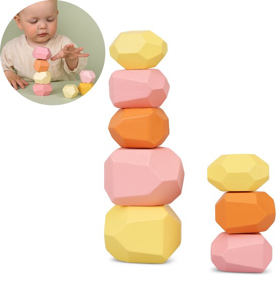 Houten Montessori Balansblokken Roze Tinten