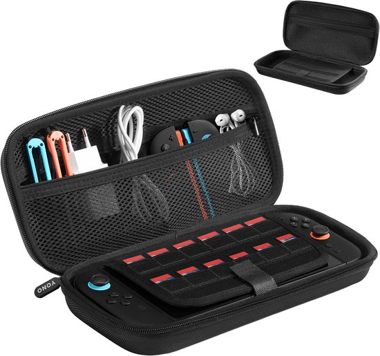 YONO Case geschikt voor Nintendo Switch 2 - Beschermhoes - Hoesje met Opbergvak voor Games en Accessoires - Zwart