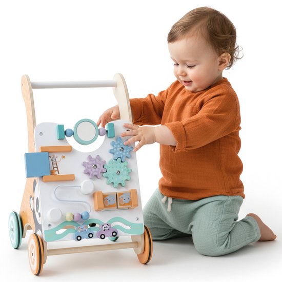 sun baby Babyspel en loopwagen - Wit, loopwagen speelbord met interactief speelgoedwielen, rubber, voor kinderen 12-36 maanden — afbeelding 3
