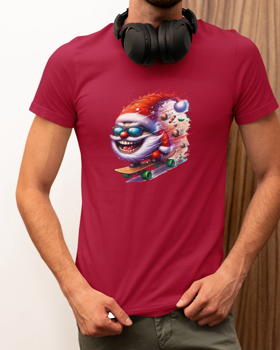 Skater Santa Santa - Kerst T-shirt Rood - Grappig T-shirt - Maat L - Kerst Cadeau Mannen - Limited Edition