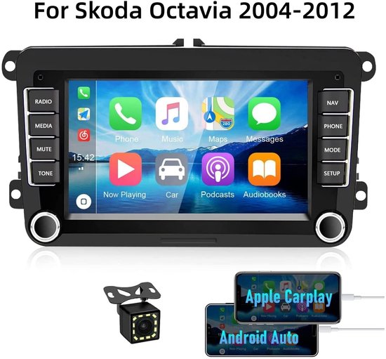 7inch Android 13 Auto Stereo for Skoda Octavia 2004-2012 (Typ 1Z) | 2+32G GPS Navigatie, PQ35 Platform, Draadloos CarPlay & Achteruitrijcamera