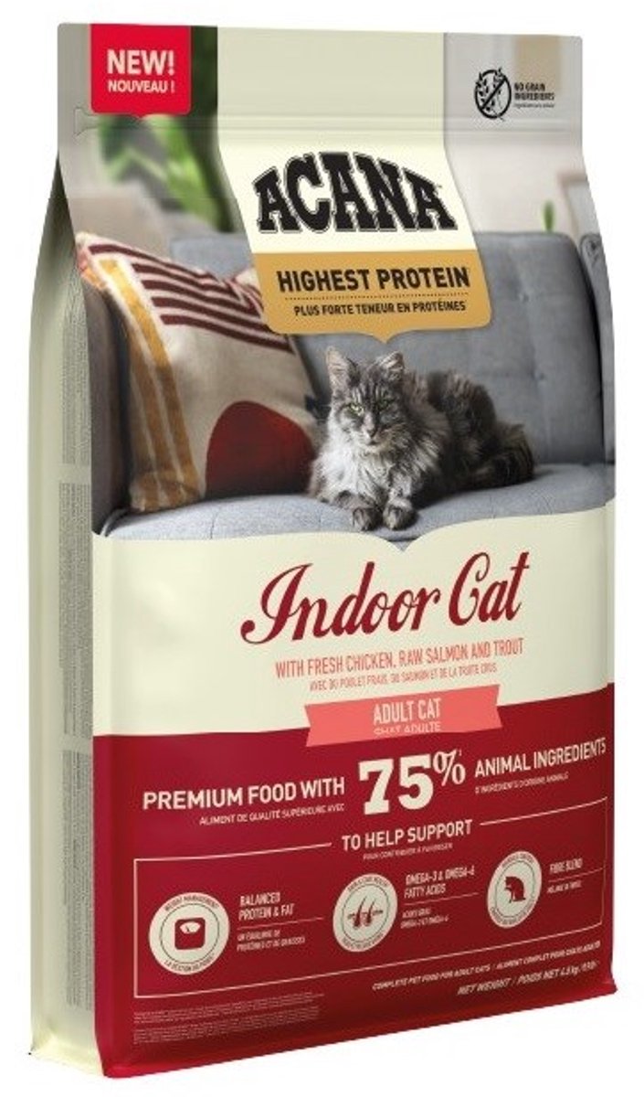 ACANA Highest Protein - Droogvoer voor Binnenkatten - Hoog Eiwit - Graanvrij - 4,5 kg