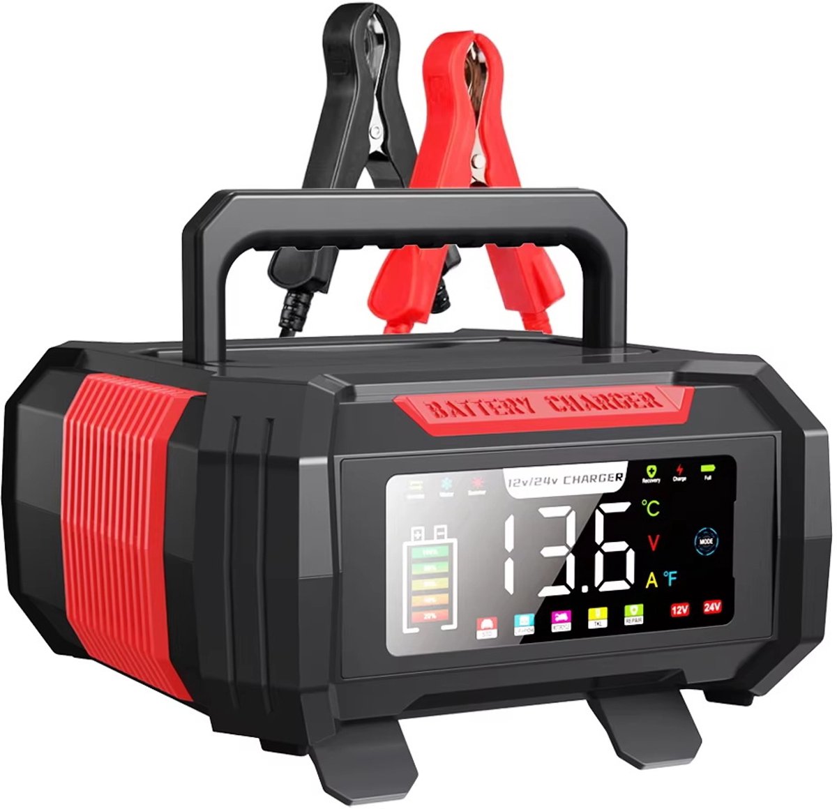 EAFC 15A - Nieuwste Auto Acculader Kleurenscherm - Handheld Verborgen Draad - 12V/24V Lader - Loodzuur - LifePO4 Universele Lader