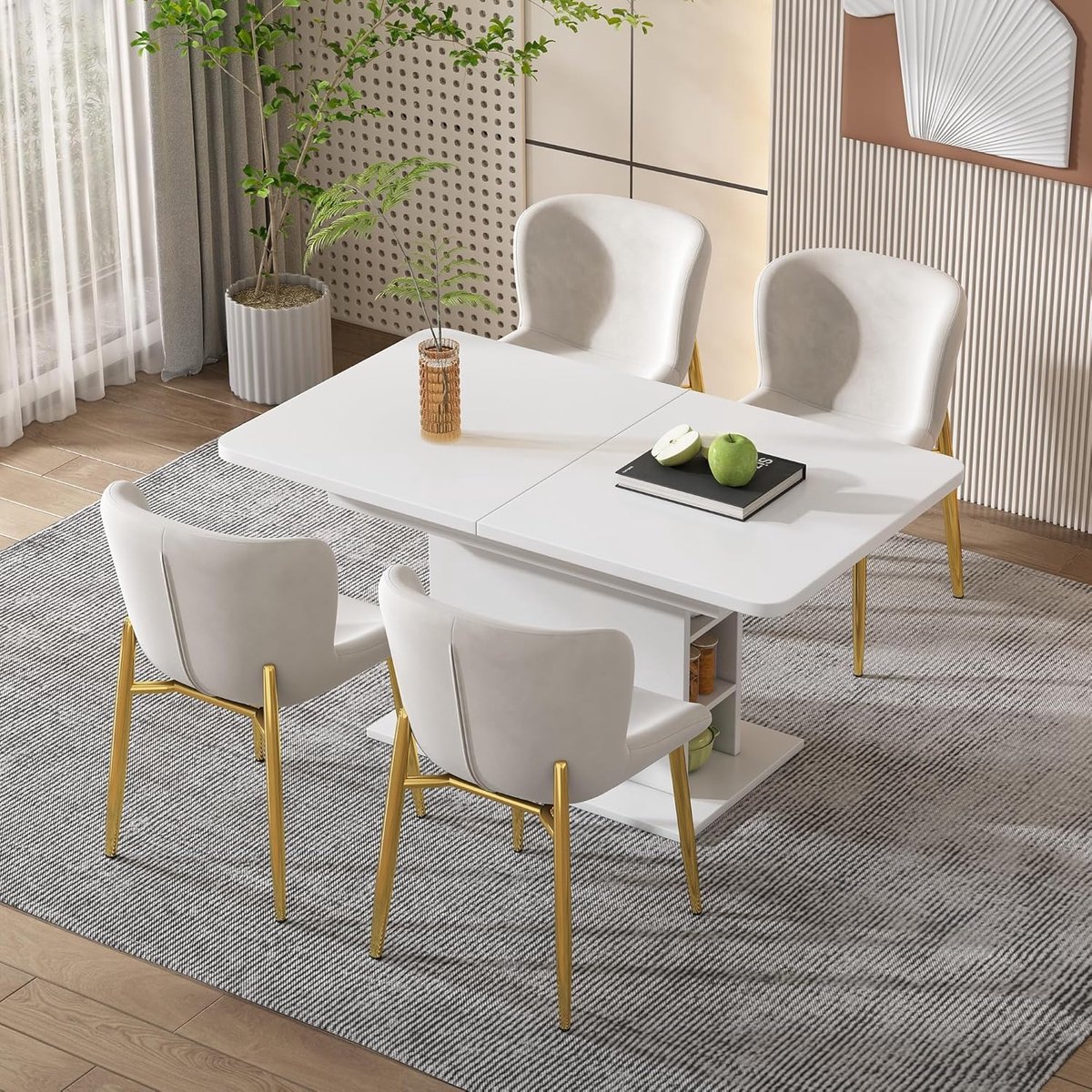 Luxe Fluwelen Eetkamerstoelen met Gouden - 54x45x82 cm - Goud - Novihome