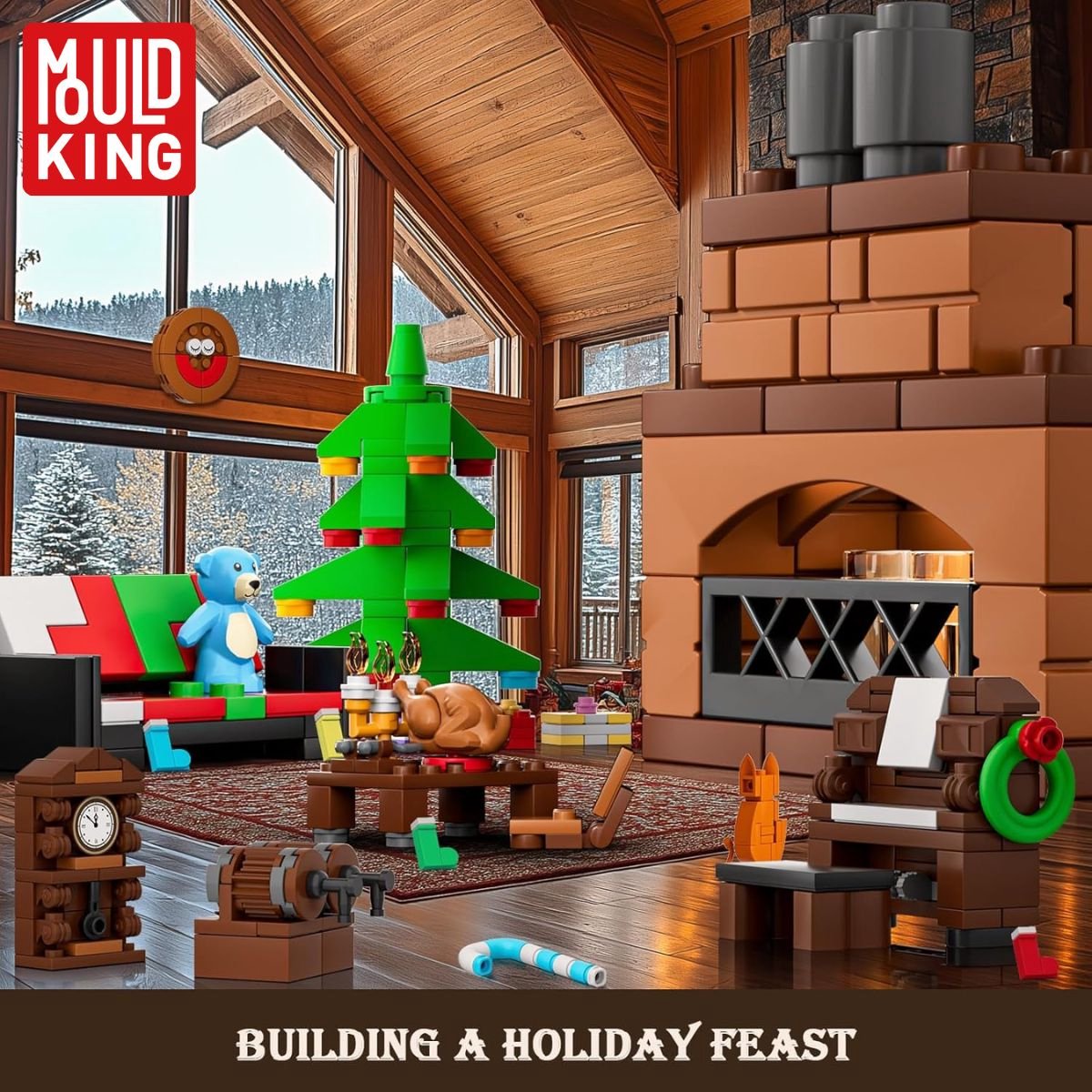 Mould King Kerst adventskalender #1 24-delig 2025 - 2026 aftelkalender bouwset | Incl. mini kerstboom / trein | Creator classic bouwpakket compatibel met lego | Educatief speelgoed voor volwassenen & kinderen | Bouwdoos met 694 bouwstenen — afbeelding 5