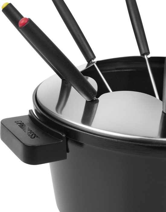 Princess Fonduepan (elektrisch) - Fondue Black 1,5L voor 8 pers - 173110 - 800W - Incl. 8 fondeuvorkjes - PFAS-vrij - Chocoladefondue — afbeelding 3