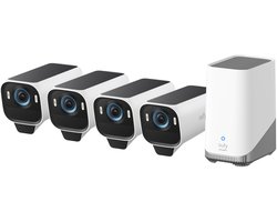 eufy Security S3 Pro Buitencamera's, 4 Pack met HomeBase 3 - Outdoorcam set - 4K Ultra HD resolutie, MaxColor Vision™ technologie, Zonne-energie met SolarPlus™ 2.0, Compatibel met Apple HomeKit, Alexa en Google Assistant