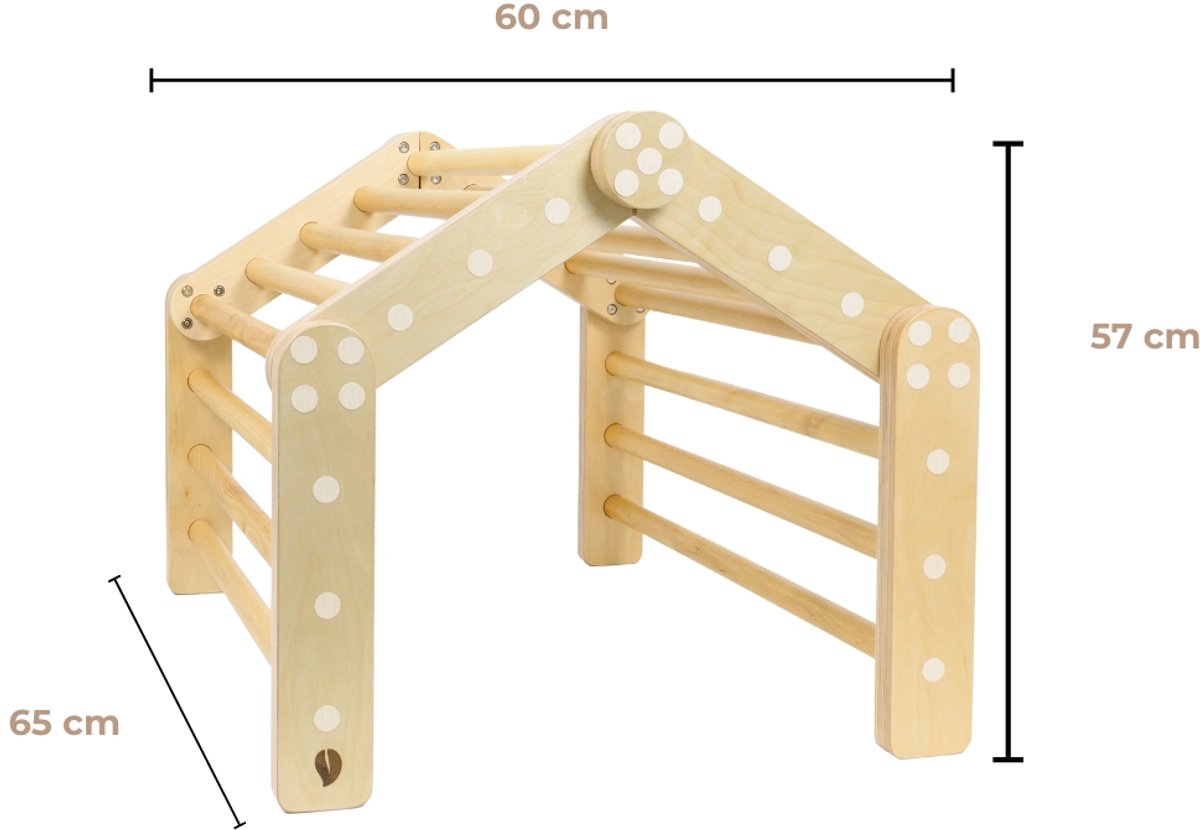 Babiem® Ben - Klimrek - met Mini-Huisje Doek - Houten Speelgoed - Klimrek Kinderen - Bevordert Fysieke Ontwikkeling - Vanaf 3 Jaar - Montessori Speelgoed - FSC — afbeelding 9