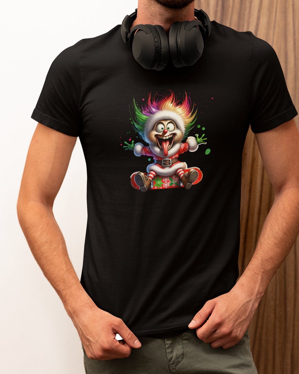 Crazy Energy Santa - Kerst T-shirt Zwart - Grappig T-shirt - Maat M - Kerst Cadeau Mannen - Limited Edition