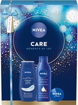 NIVEA Care Moments of Joy Geschenkset Vrouwen - Cadeauset Verjaardag met Body Milk, Douchegel en Crème - Cadeaupakket vrouw