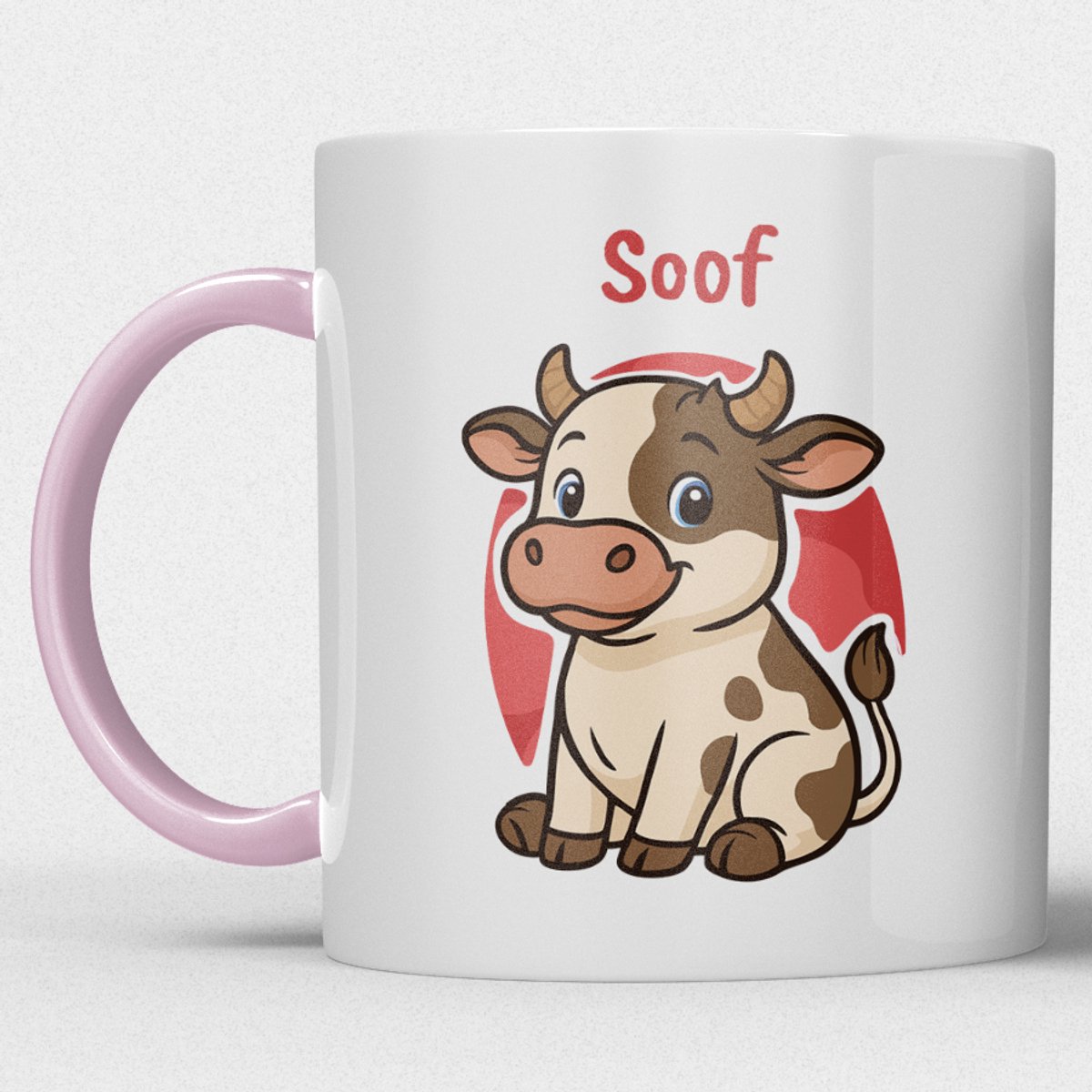 kindermok/kinderbeker | gepersonaliseerd met naam | met koe | roze | Schattige illustraties