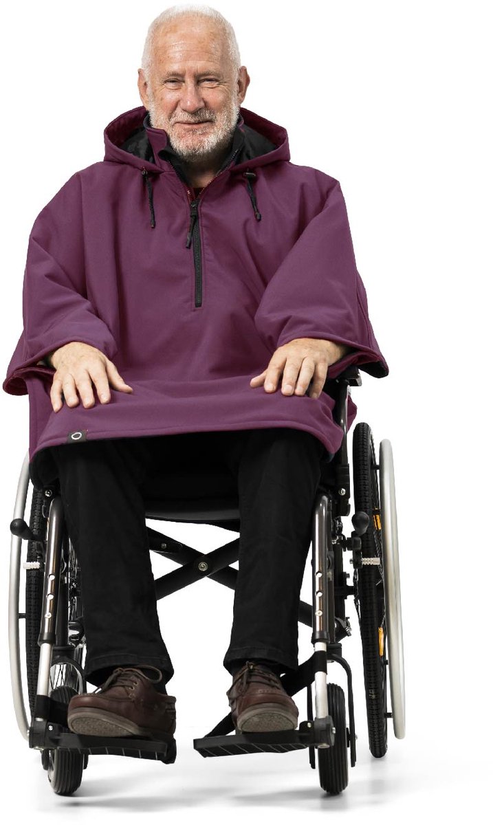 MOS - RolstoelCape - Rolstoel Cape Winter Neva - Regenponcho - Aubergine - Softshell - Waterafstotend - One Size