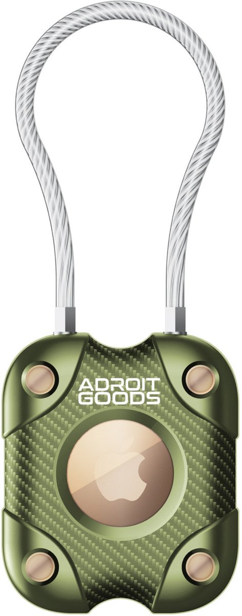 AdroitGoods Waterdichte Tracker Houder – IP67 – Staalkabel Bevestiging – Geschikt voor Apple AirTag – Beschermcase - Groen