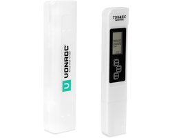VONROC Digitale TDS-Meter – Drievoudige werking: Meet totale opgeloste stoffen (TDS), elektrische geleidbaarheid (EC) en temperatuur – Inclusief Opbergbox