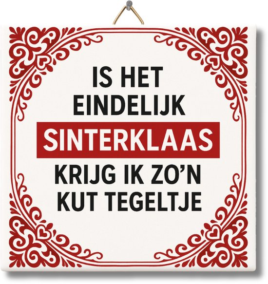 C'est enfin la Saint-Nicolas ? J'ai reçu un carreau vraiment nul ! – Cadeau de Saint-Nicolas humoristique – Carreau mural en céramique 15x15 cm – Cadeau pour un collègue, un ami ou un membre de la famille – Cadeau surprise et amorce de conversation