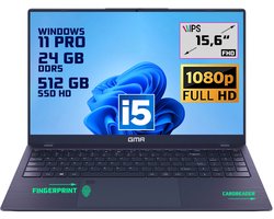 GMR | Elegante 15.6-inch Laptop voor Professionals | Intel i5 Processor - 24GB DDR5 RAM - 512GB M.2 SSD | Perfect voor Office & Zakelijk Gebruik (Windows 11 Pro)