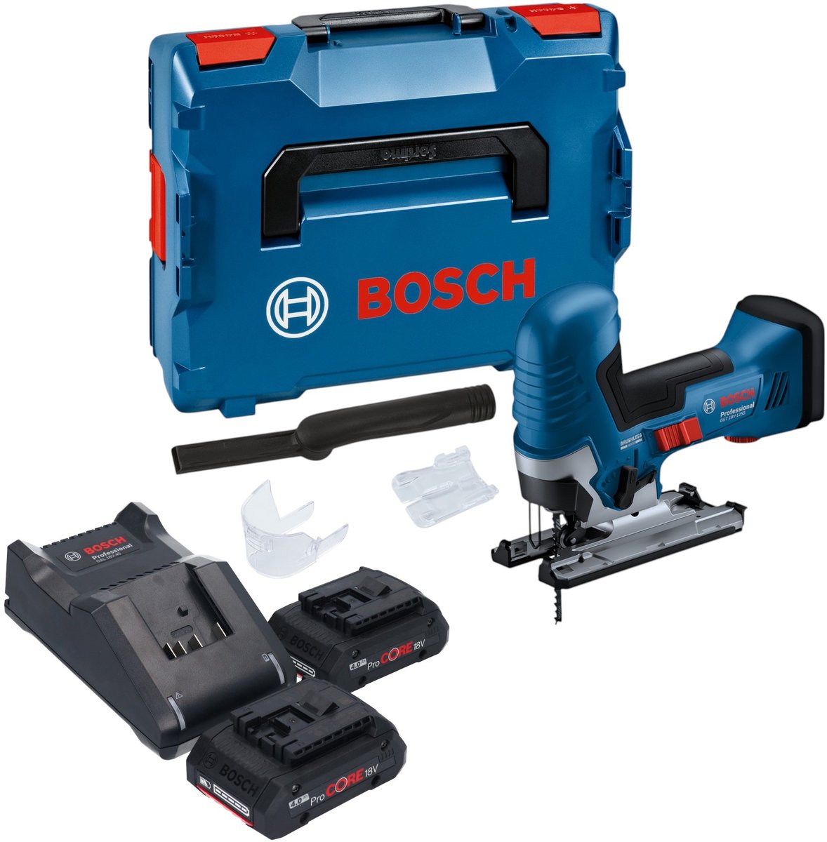 Bosch GST 18V-125 S Professional accu-decoupeerzaag 18 V 125 mm borstelloos + 2x ProCORE accu 4,0 Ah + oplader + L-Boxx