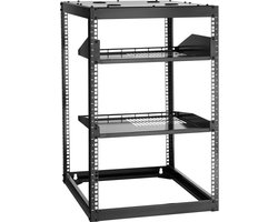 VEVOR 16u Open Frame Netwerkrack, 585 Mm Diep, Wandmontage Of Staande Serverrack, 4-Post Rack Met Geventileerde Planken en Bevestigingsmateriaal, voor Netwerk-It-Apparatuur en Av-Apparatuur