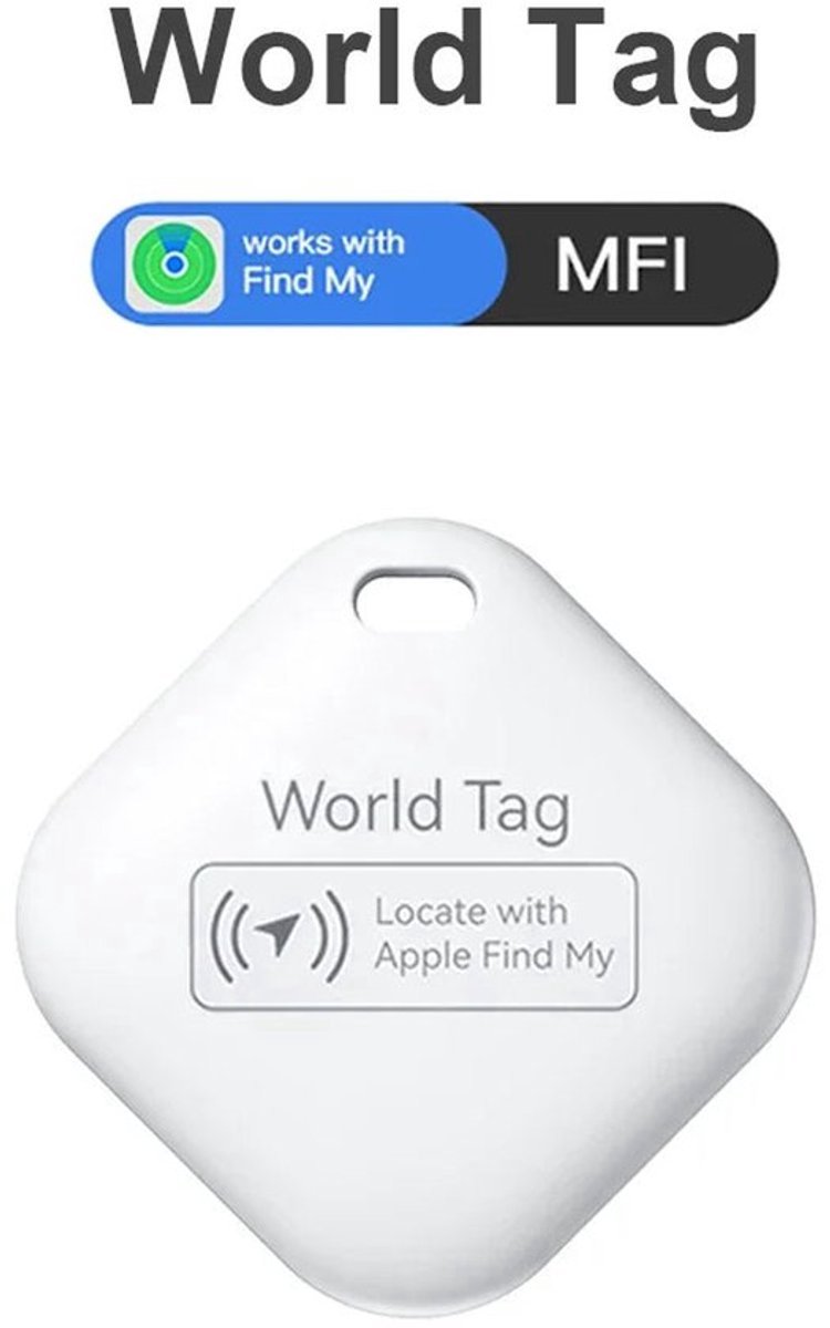 Mini GPS Tracker – Live Locatie via Find My (iOS) – Geschikt voor Apple-iPhone , Niet Geschikt voor Android – Sleutelzoeker & Tracker voor Fiets, Scooter, Auto, Koffer, Hond – Wit – Inclusief Batterij