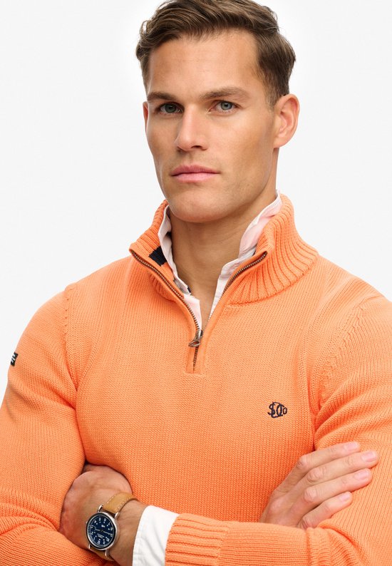 Kallspin Heren 100% katoen opstaande kraag mouwloos pullover vest met ritssluiting over de hele lengte, casual sweatervest, Donkerblauw, M