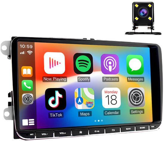 Autoradio Bluetooth - Auto Navigatiesysteem 9 Inch - Android 15 Auto Middenbeheer Met CarPlay / GPS-Navigatie / Achteruitrijcamera - Geschikt voor Volkswagen Transporter T5 / T6 / Caravelle / Kombi