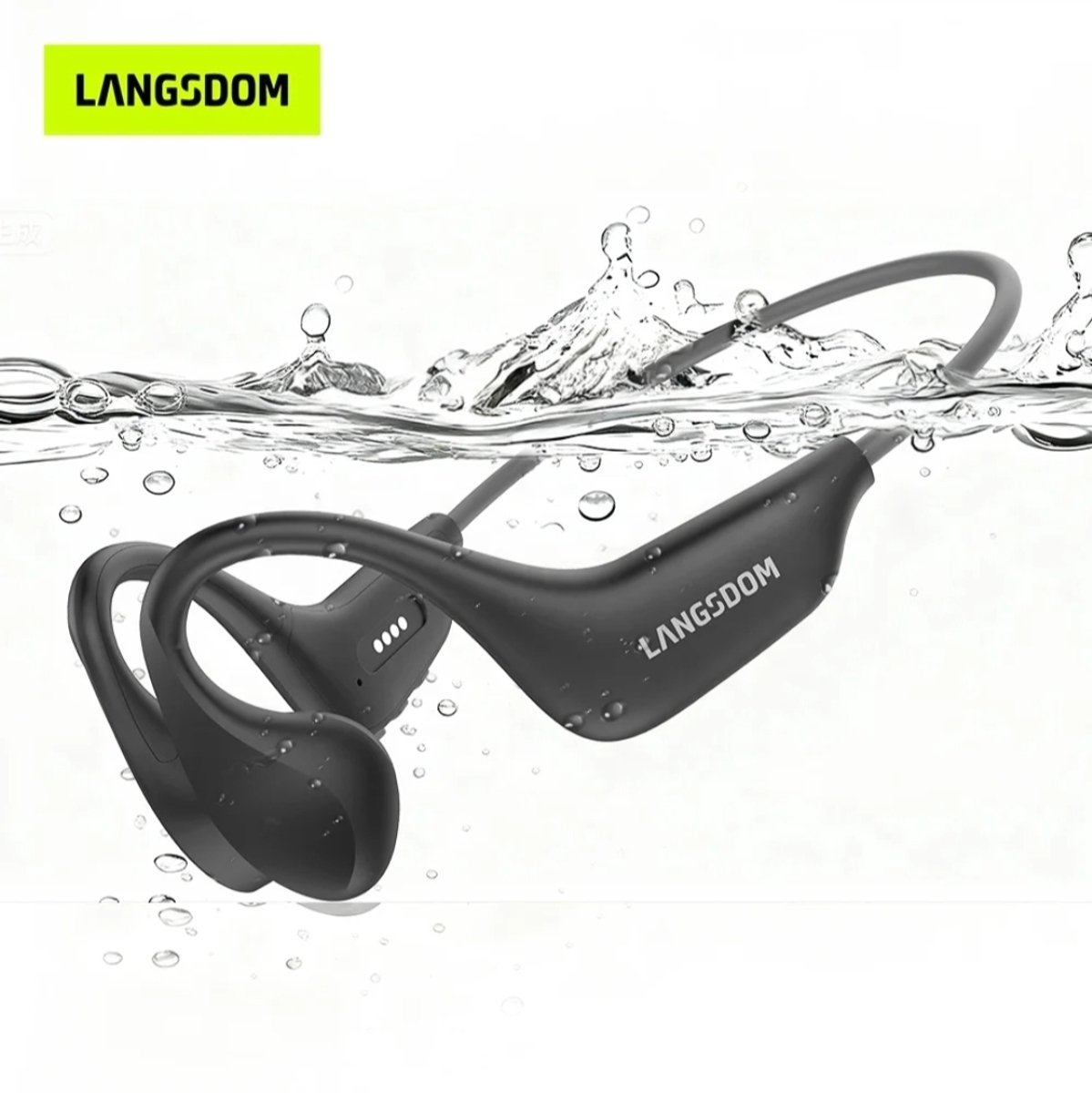 Langsdom-Sporthoofdtelefoon– IP68 waterdicht–Geschikt voor zwemmen-hardlopen