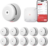 X-Sense Link+ Pro Slimme Rookmelder bundel - 10 XS01-M Rookmelders en SBS50 Base Station - Werkt via app - WiFi gateway - Draadloos RF koppelbaar - Brandalarm - Smart home