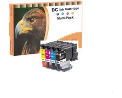 DC Inktcartridges Multipack voor Brother LC-521XL - 4stuks - Zwart/geel/rood/blauw | voor Brother DCP-J1260W, DCP-J1310DW, DCP-J1313DW, DCP-J1360DW, DCP-J1460DW Printer (LC521BK, LC521C, LC521M, LC521Y)