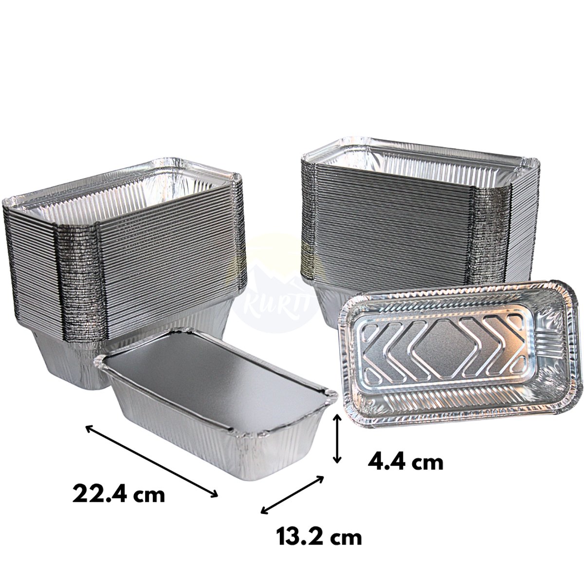 Aluminium Bakjes met Deksel - 224x132mm - 670ml - 100 Stuks