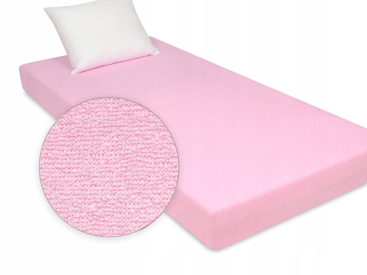 Roze Frotte Haeslaken met Elastiek 70x180 cm