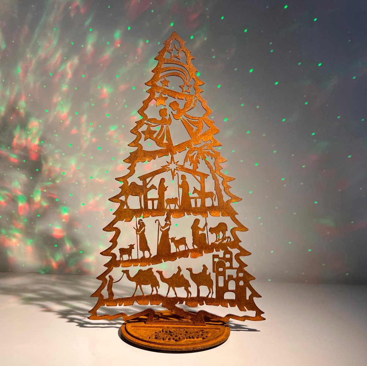 Diron - X-mas cortenstalen Kerstboom - 30 cm. - uitgesneden kerststal figuren - metaal roest patina -