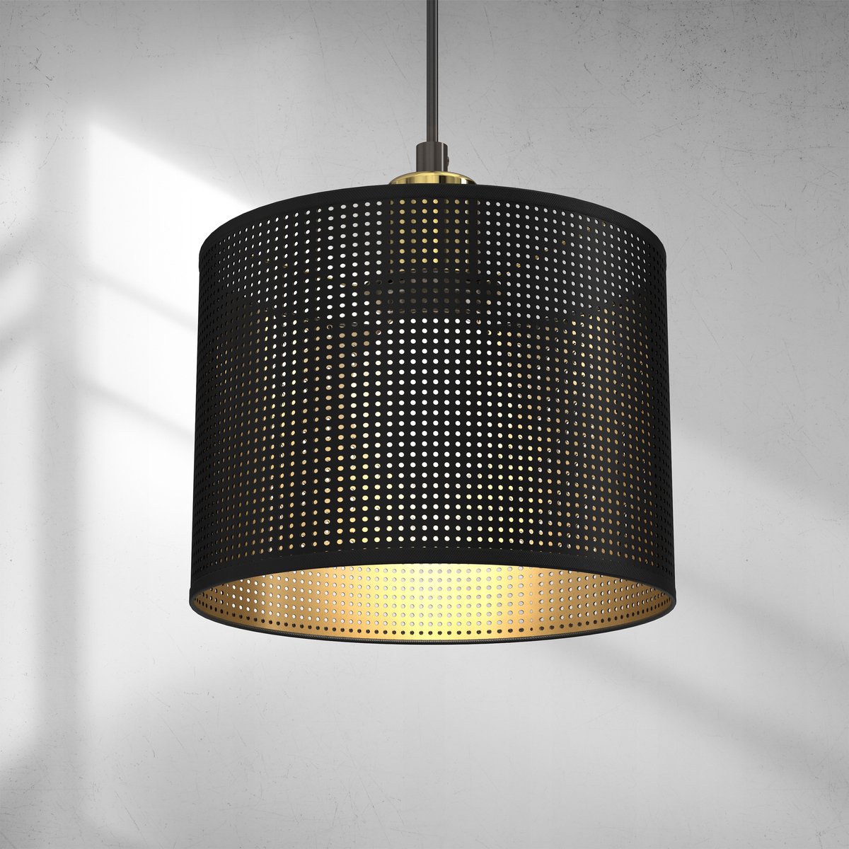Cilinder lampenkap met perforaties - 30cm breed - Zwart