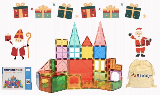 Stobijn Magnetic Toys - 78 stuks - A merk kwaliteit - goedkoop - onverwoestbaar - met katoenen opbergzak