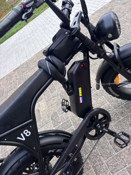 Fatbike naamstickers set 2 stuks met Nederlandse vlag, gepersonaliseerd, 20 cm, diverse kleuren