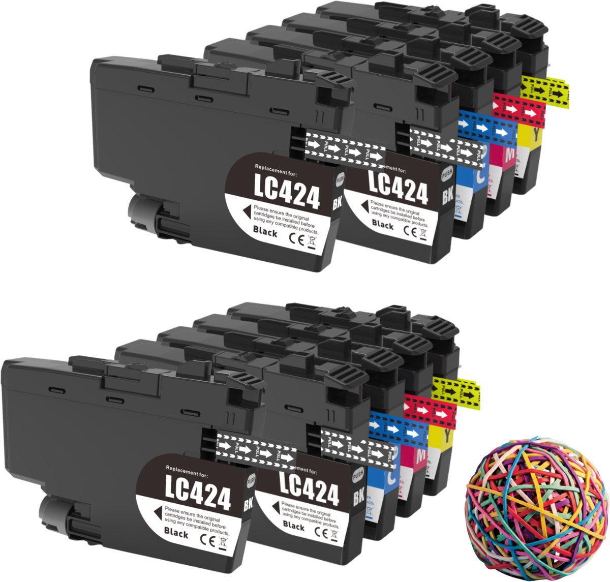 10-Pack Inktcartridges compatibel met Brother LC-424 - Geschikt voor DCP-J1200DW / DCP-J1200W - 4x Zwart, 2x Cyaan, 2x Magenta, 2x Geel