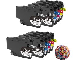 PRINTMEESTER 10-Pack Inktcartridges compatibel met Brother LC-424 - Geschikt voor DCP-J1200DW / DCP-J1200W - 4x Zwart, 2x Cyaan, 2x Magenta, 2x Geel