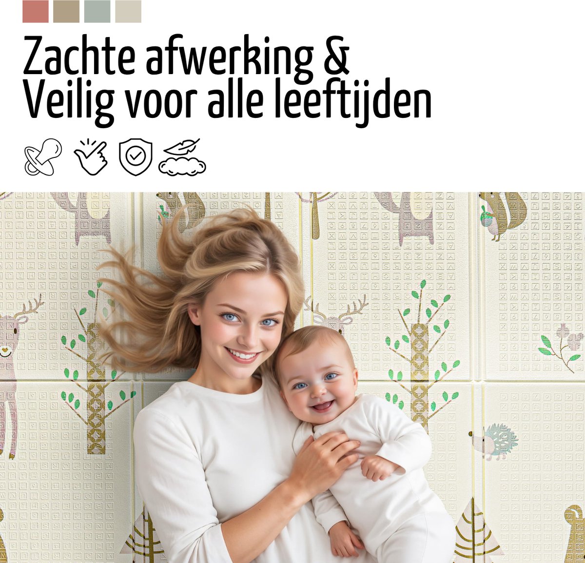 Roosly Speelmat Baby - Speelkleed Baby - Inclusief Opbergtas - babygym - kruipmat - playmat - Dubbelzijdig en opvouwbare Foam XPE 180 x 200 cm - speelgoed - Veilig & Zacht - model Safari — afbeelding 7