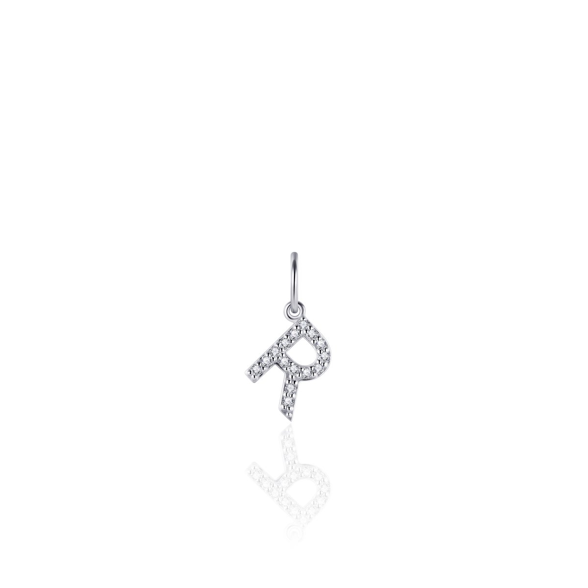 Gisser Jewels - Hanger excl. Collier - Letter R met Zirkonia - 8mm - Gerhodineerd Zilver 925