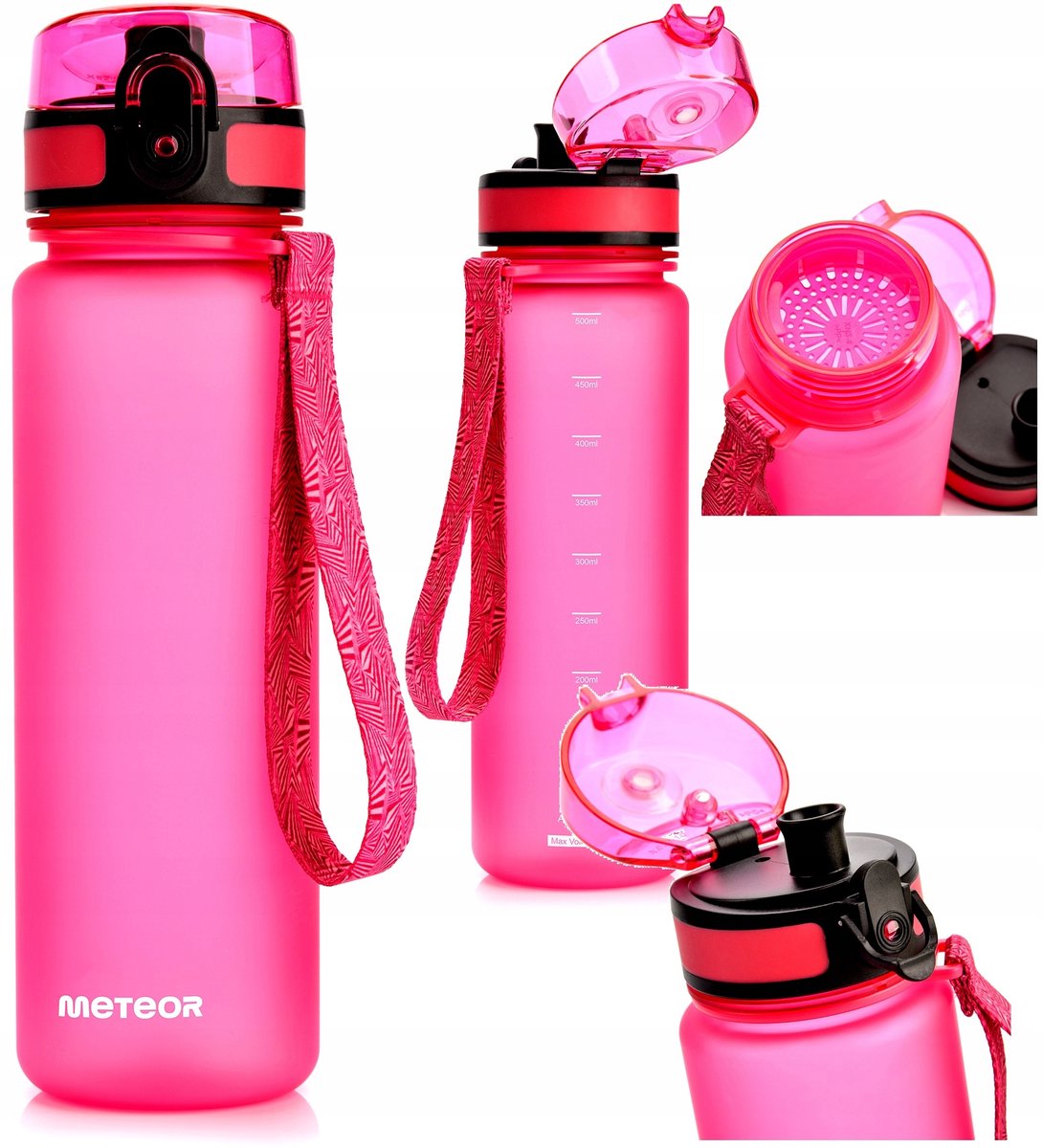 Meteor Sportfles 500ml - Roze, Tritan, Antislip