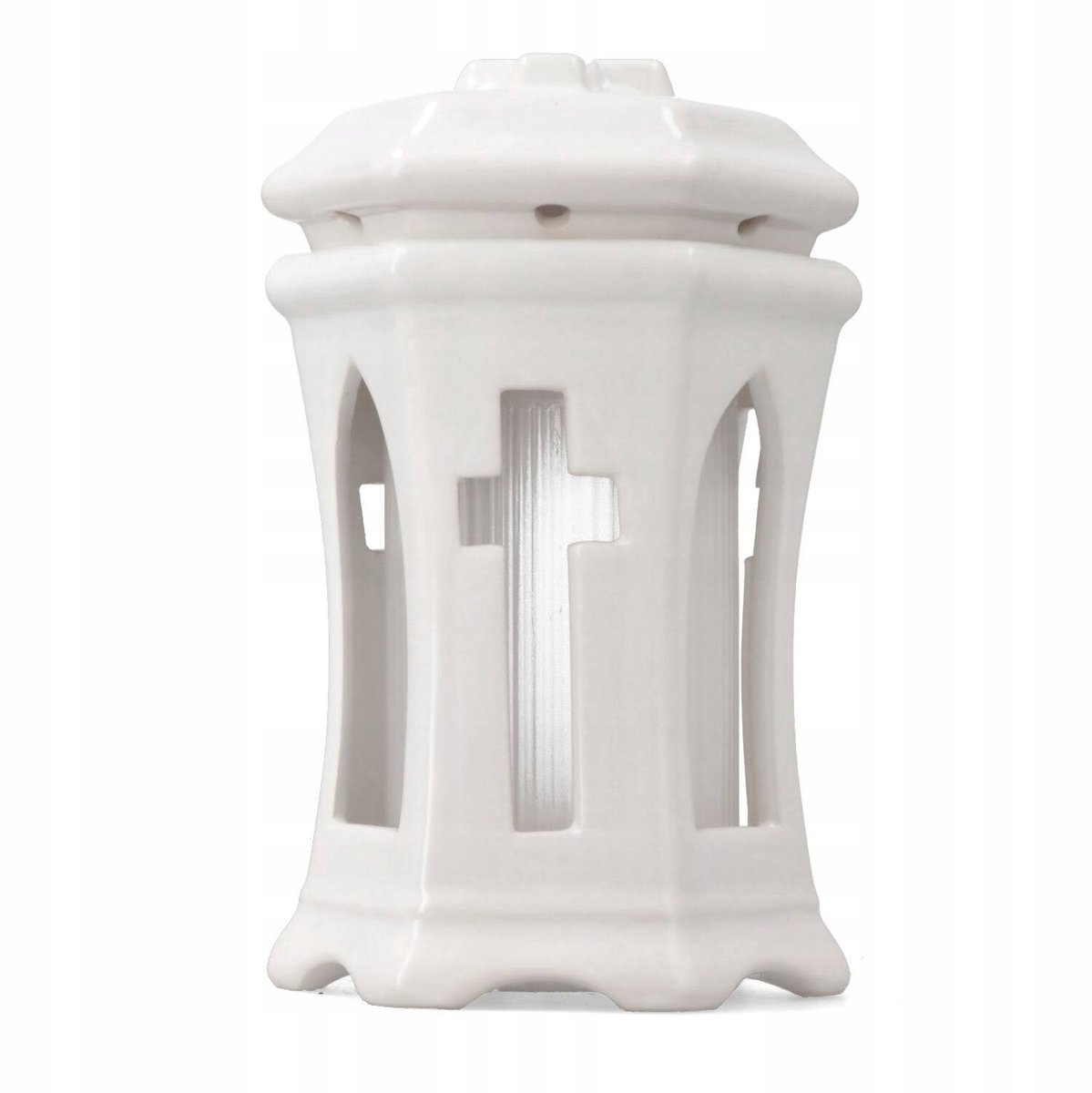 Merloos Keramiek Kapelletje Wit met Kruis - 25cm