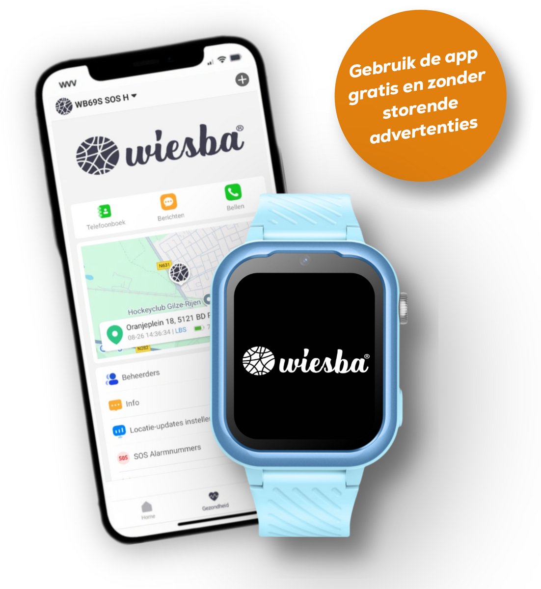 Wiesba WB39 - smartwatch kinderen - gps horloge kind - kinderhorloge bellen - gps tracker kinderhorloge - kinderhorloge met gps - kinderhorloge - Blauw