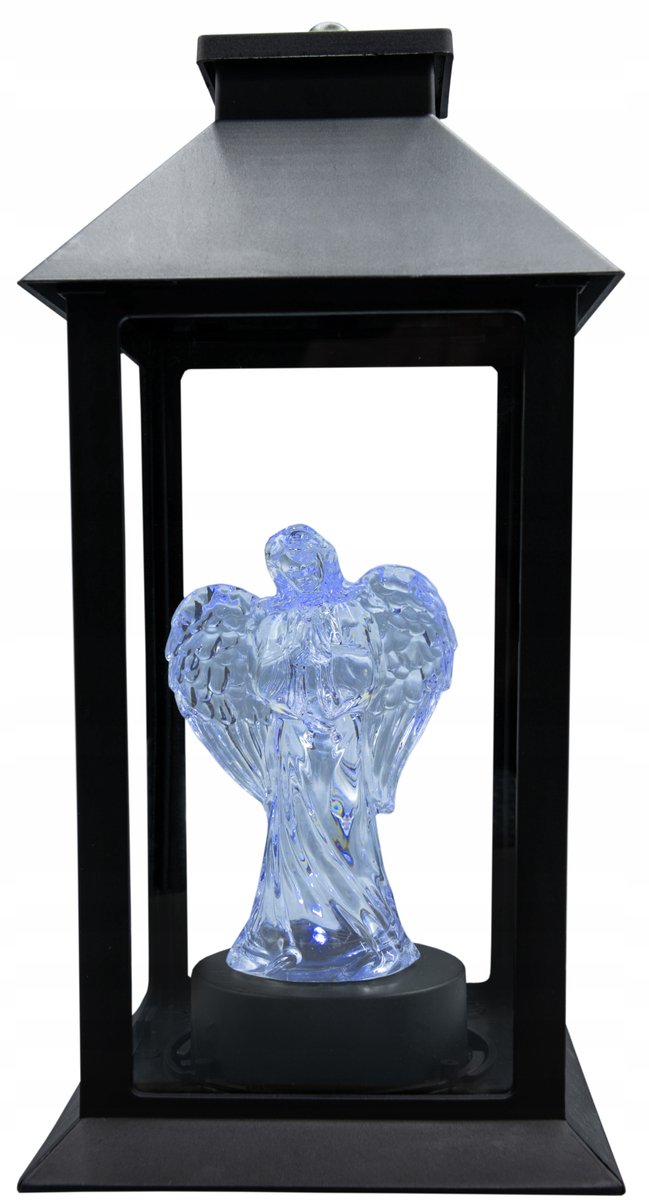 Merkloze LED Graf Lantaarn met Engel - Wit, 27.5cm
