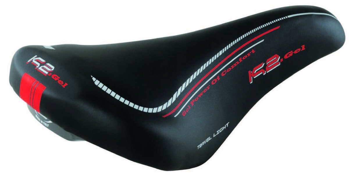 Selle Monte Grappa K2 Gel Tech Zwart Fietszadel met Rode Accenten