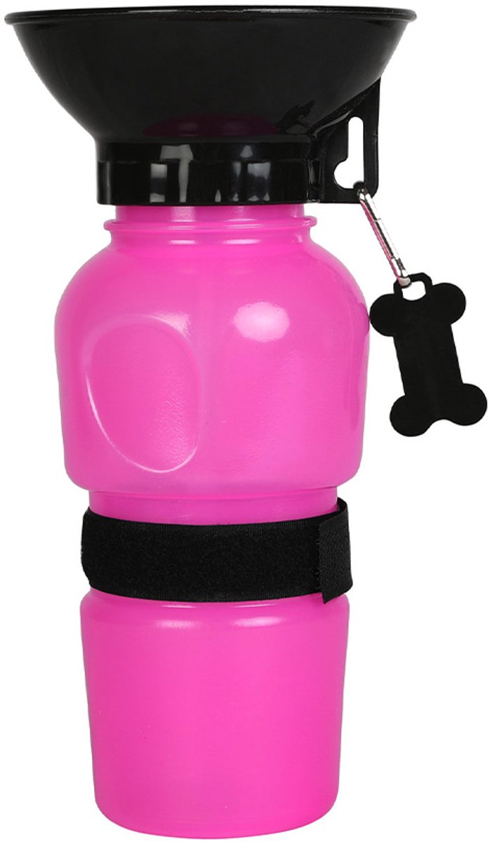 Wouapy drinkfles voor honden - 500 ml - roze - BPA VRIJ - handig - voor honden on the go - made in france