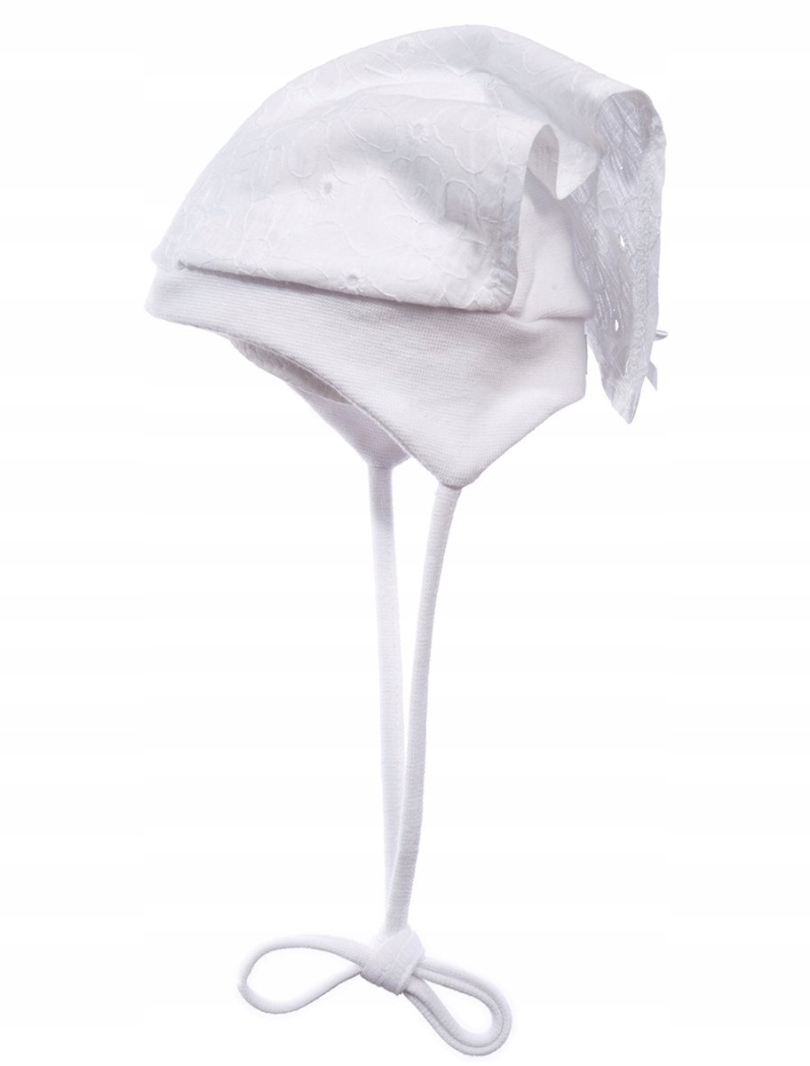 Pop Babymutsje met Kant, Maat 43 - Wit