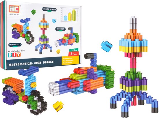 Playos® - Wiskundige Bouwblokken - 320 delig - 3D Kubussen - Constructiespeelgoed - Educatief - Rekenblokjes - Bouwen