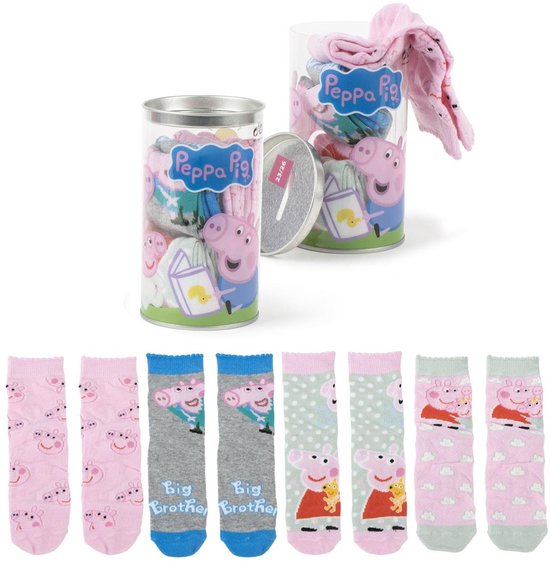 Chaussettes Peppa Pig dans une tirelire – 4 paires – Chaussettes pour enfants – Emballage cadeau – Produit sous licence officielle