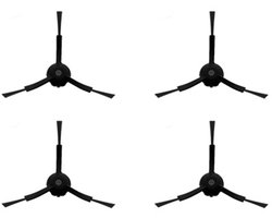 4-stuks stofzuigeraccessoires - Stofzuigerzijborstel - Zijborstel - Vervangende zijborstel - Vervangende set stofzuigerzijborstels - Reinigingsaccessoires - Geschikt voor Roborock P10-serie, G10G20-serie, Q5Q8-serie, T7ST7S7S8-serie - Zwart