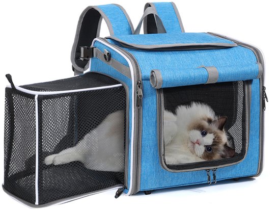 Premium Fietsmand Hond - 4-in-1 Draagtas - Rugzak - Fietsmand - Boodschappen - Met uitneembare tas - Schoudertas - Hondenmand fiets voorop - Fietstas Hond Voorop - Fietsmand Hond Elektrische Fiets - Hondenmand fiets - Blauw van Merkloos — afbeelding 4